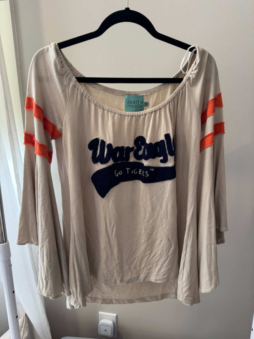 Judith March Cream Tunic with Navy 'War Eagle' Auburn shirt